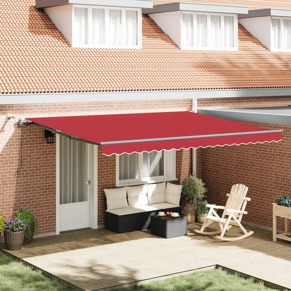 Toldo Retrátil Automático vidaXL com LED Vermelho 450x350 cm