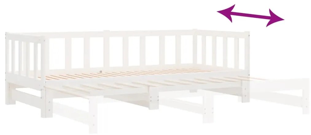 Sofá-cama de puxar 2x(90x200) cm pinho maciço branco