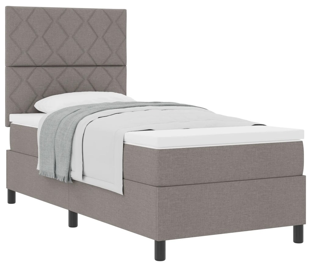 Cama Box com Colchão Taupe 100x200 cm Tecido