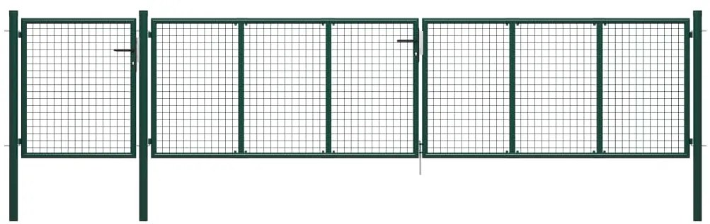 vidaXL Portão de jardim em aço 500x100 cm verde