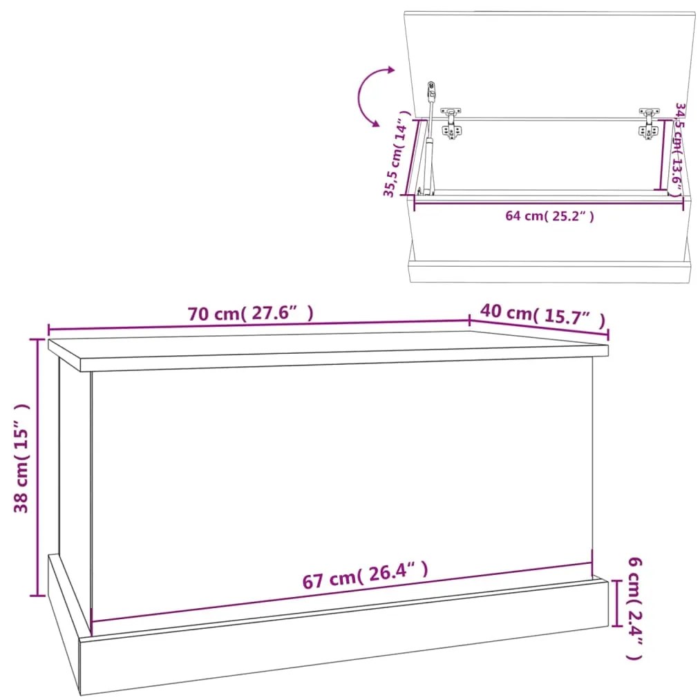 Caixa de arrumação 70x40x38 cm derivados madeira cinza sonoma