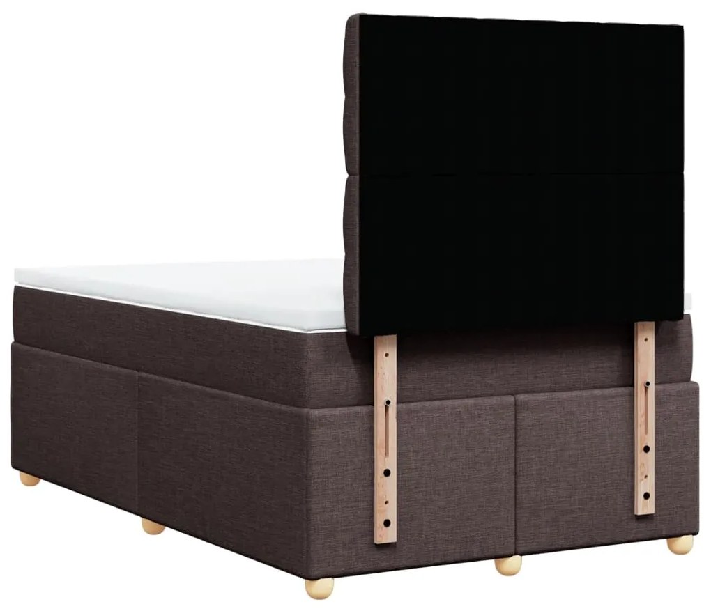 Cama boxspring com colchão 120x190 cm tecido castanho-escuro