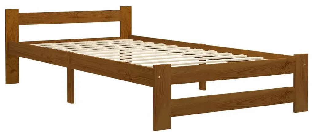 Estrutura de cama 90x200 cm madeira pinho maciço castanho mel