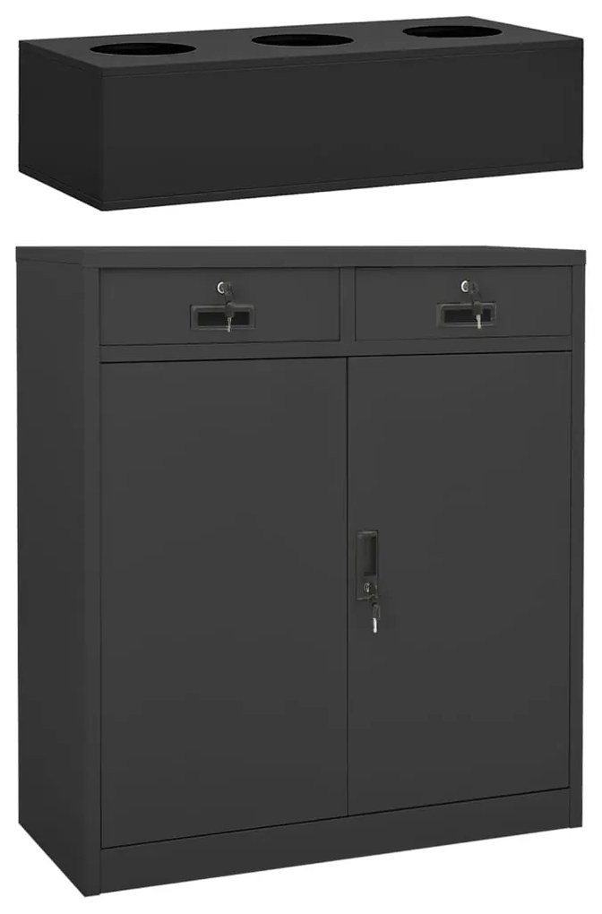 vidaXL Armário de escritório c/ floreira 90x40x125 cm aço antracite