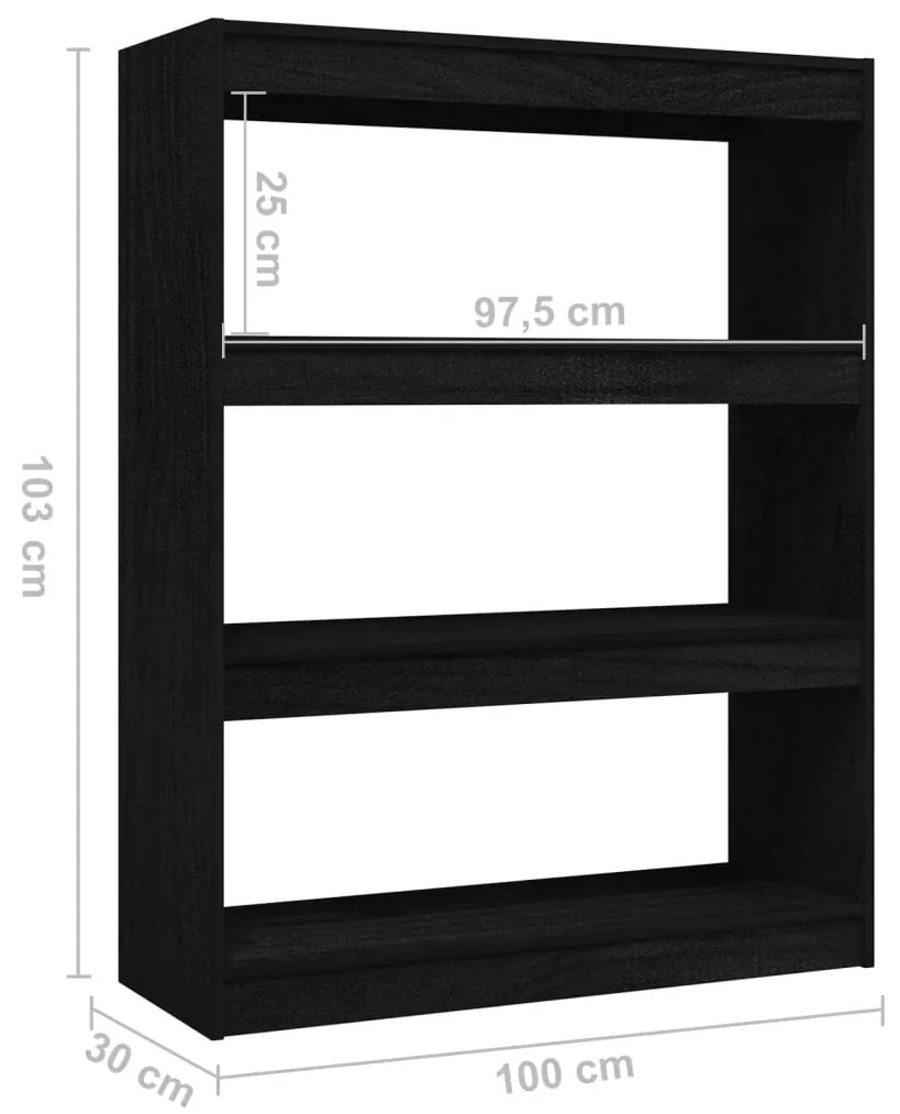 Estante/divisória 100x30x103 cm madeira de pinho maciça preto