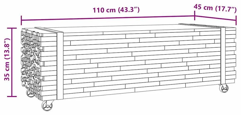 Mesa de centro 110x45x35 cm madeira maciça teca