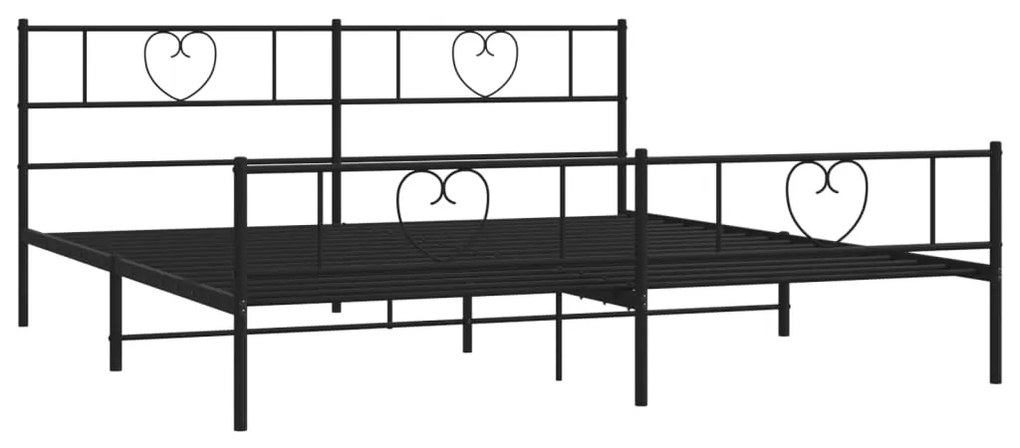 Estrutura de cama com cabeceira e pés 200x200 cm metal preto