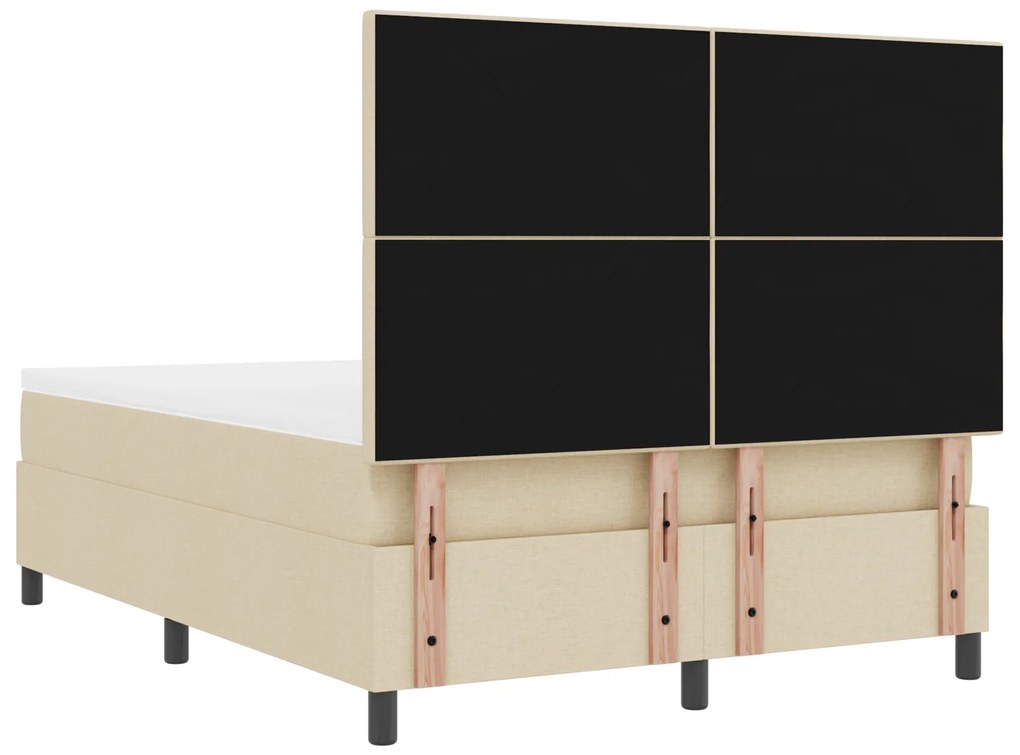 Cama Box Spring com Colchão Creme 140x200 cm Tecido