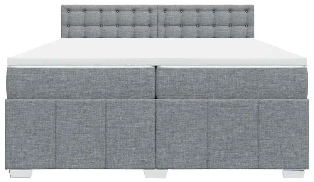 Cama com molas/colchão 200x200 cm tecido cinza-claro
