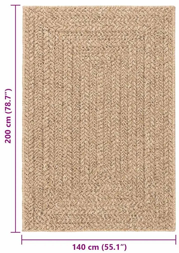 Tapete ZIZUR 140x200 cm aspeto de juta interior e exterior