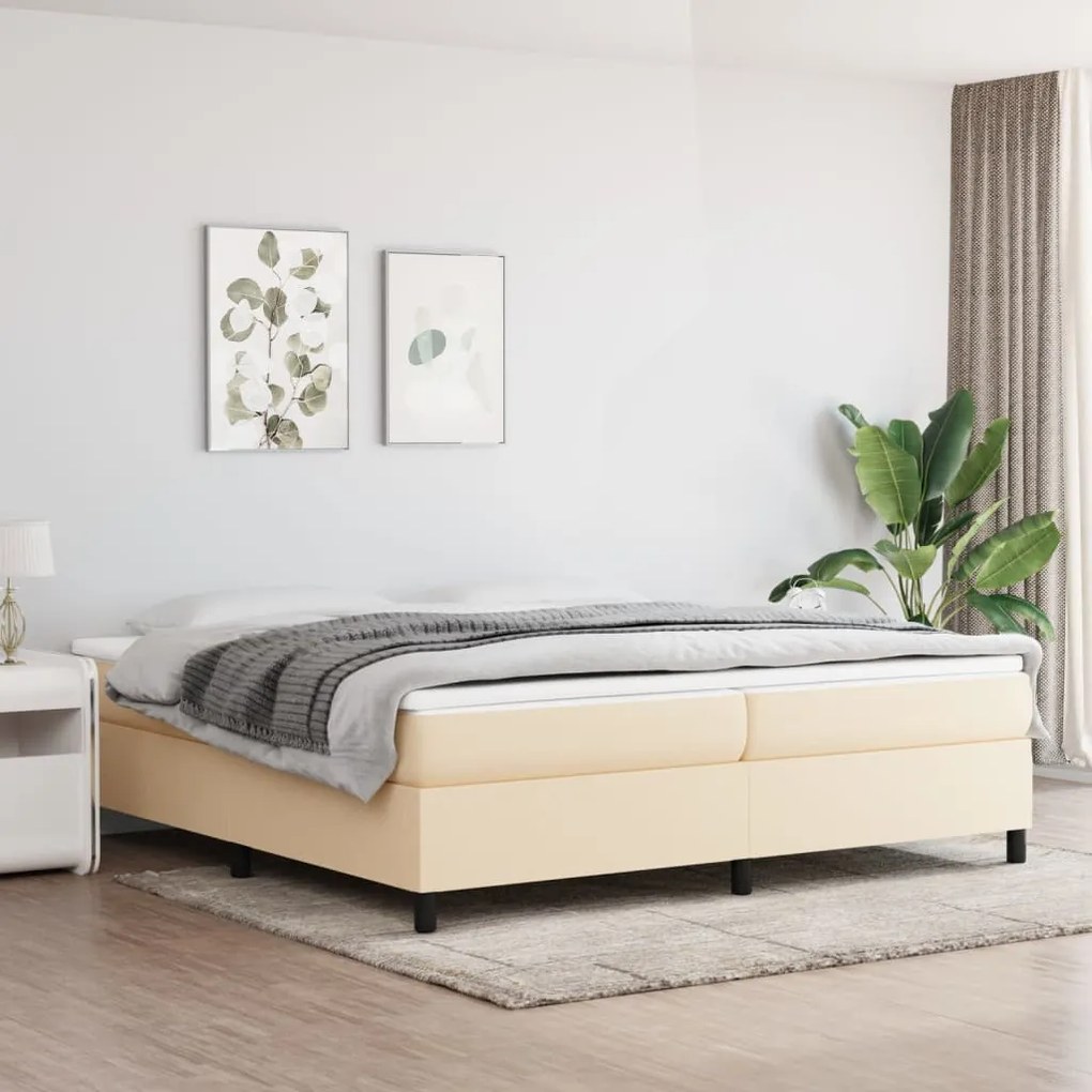 Cama com molas/colchão 200x200 cm tecido cor creme