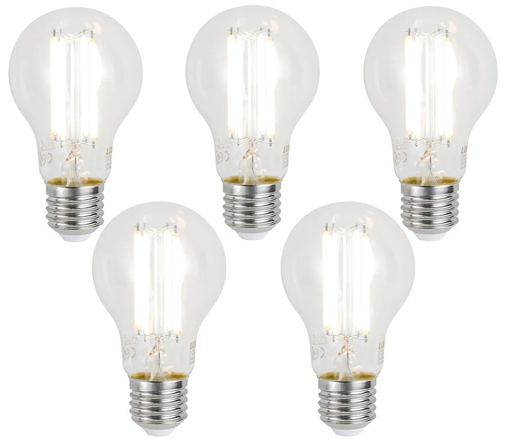 Conjunto de 5 lâmpadas LED E27 inteligentes reguláveis A60 transparente 7W 806 lm 2700-6500K Zigbee