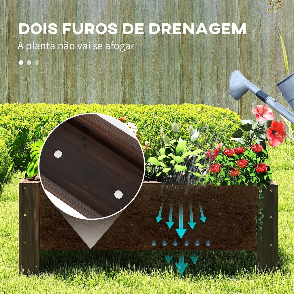 Horta Vertical Floreira de Madeira Retangular com Pés para Flores Plan