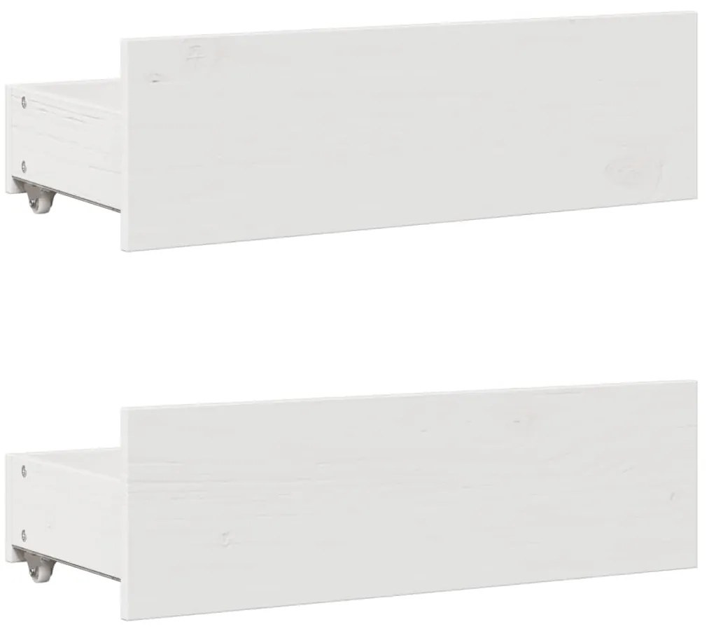 Cama sem colchão com gavetas 150x200 cm pinho maciço branco