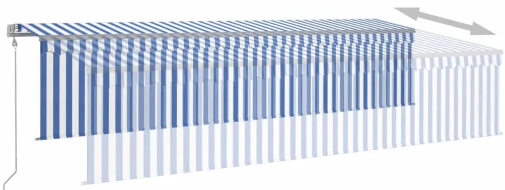 Toldo retrátil automático com estore 6x3 m azul e branco