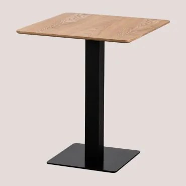 Mesa De Bar Quadrada Em Chapa De Freixo Espresso ↔︎ 60 Cm & Preto - Sklum