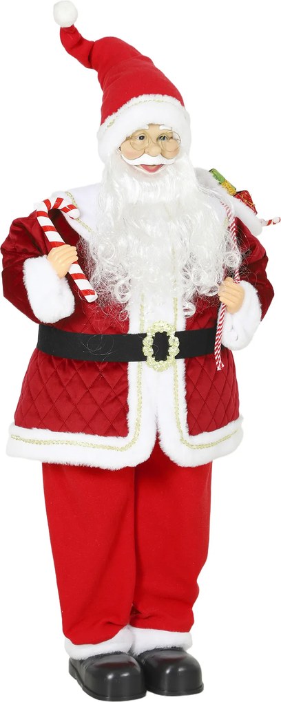 HOMCOM Papai Noel Cantor, 120 cm, em tamanho real, animado, com cabeça giratória e braços móveis | Aosom Portugal