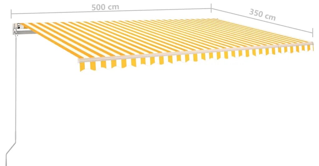Toldo retrátil automático com postes 5x3,5 m amarelo e branco
