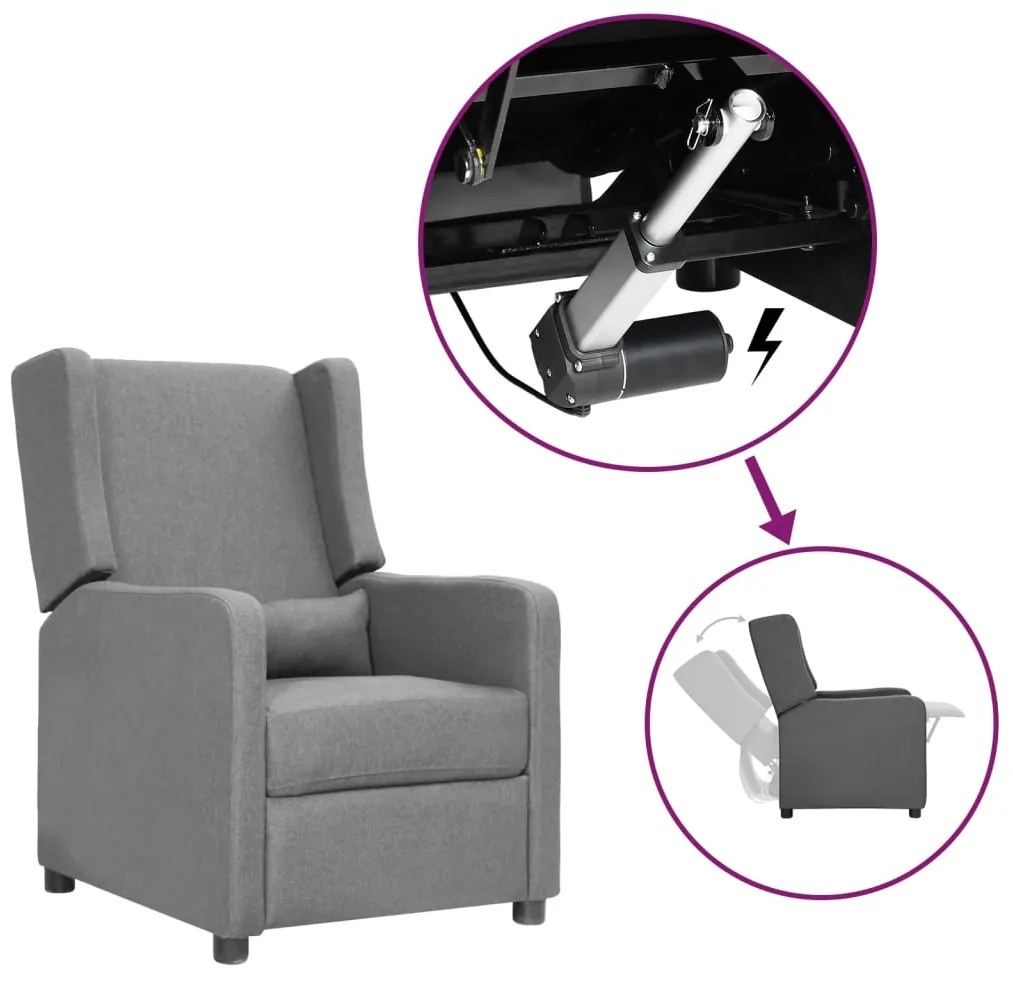 vidaXL Poltrona elevatória tecido cinzento-claro