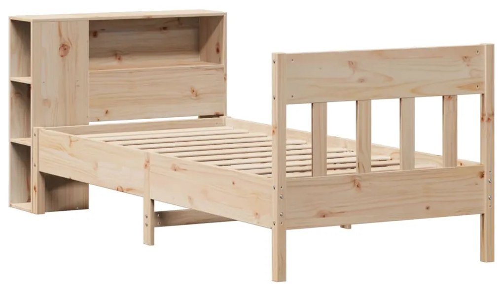 Cama com estante sem colchão 90x190 cm pinho maciço