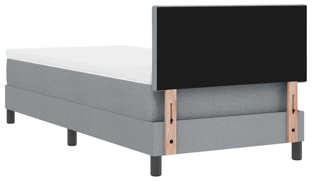 Cama Box Spring com Colchão &amp; LED Cinza Claro 90x200 cm Tecido