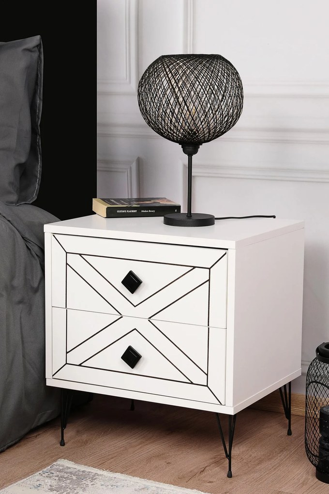 Mesa de Cabeceira Luna – Branco – 50x55x40 cm