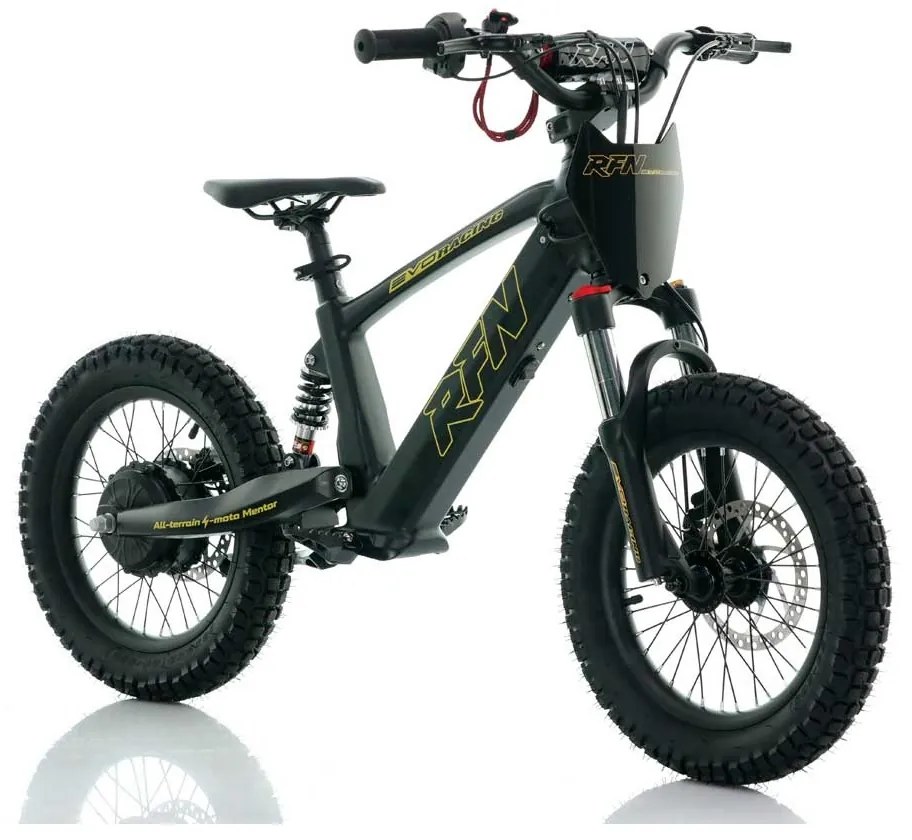 Bicicleta elétrica infantil 350W 16" Roan RXF Evo-S Preta e Dourada