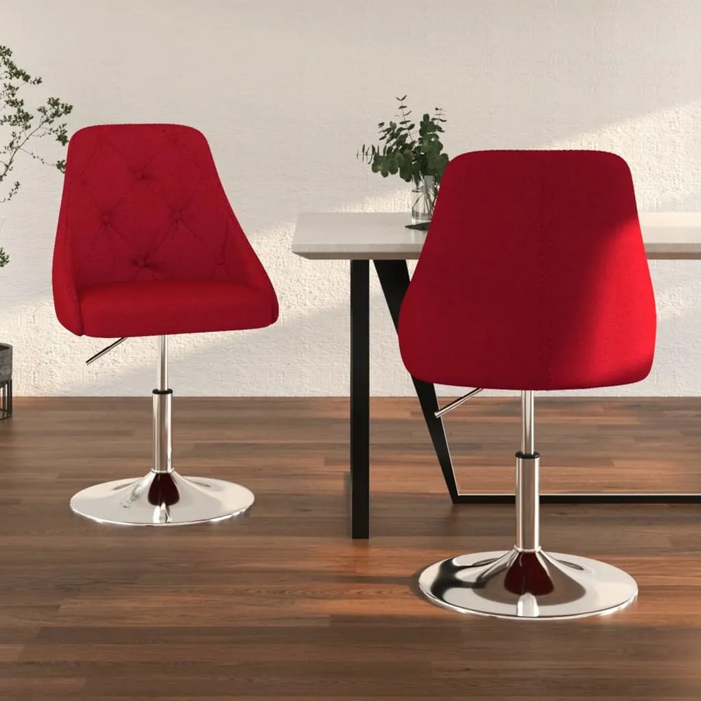 vidaXL Cadeiras de jantar giratórias 2 pcs tecido vermelho tinto