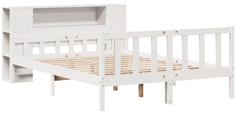 Cama com estante sem colchão 160x200 cm pinho maciço branco
