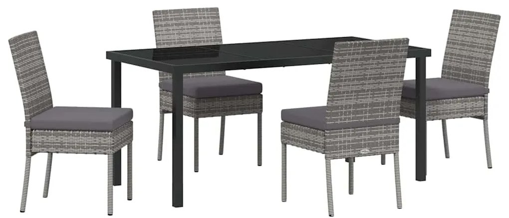Conjunto de jantar de jardim com 5 peças em rattan sintético cinza.