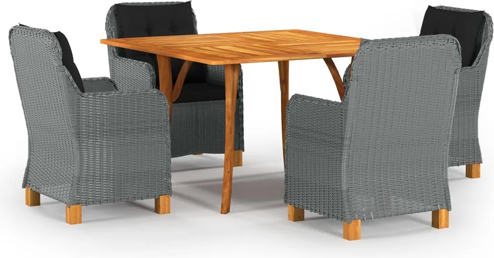 vidaXL 5 pcs conjunto de jantar para jardim cinzento-claro