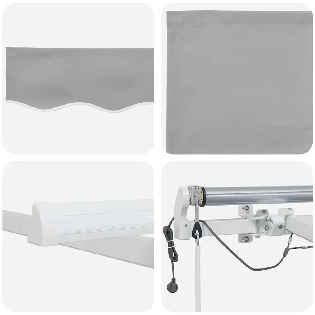 Toldo Retrátil Automático com LED Cinza Claro 450x300 cm