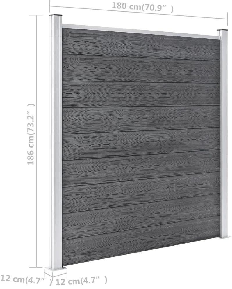 Painel de vedação para jardim 353x186 cm WPC cinzento