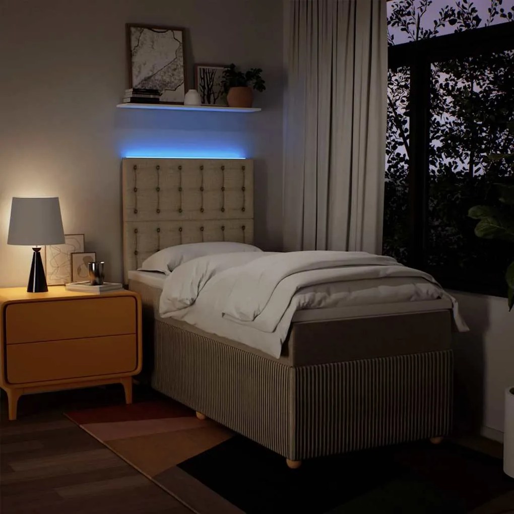 Cama com molas/colchão 80x200 cm tecido cor crème
