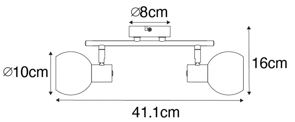 Candeeiro de teto inteligente preto com vidro fumê incl. 2 Wifi P45 - Vidro