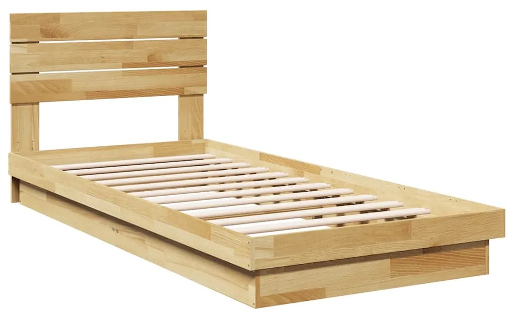 Estrutura cama cabeceira sem colchão 75x190 cm maciça carvalho
