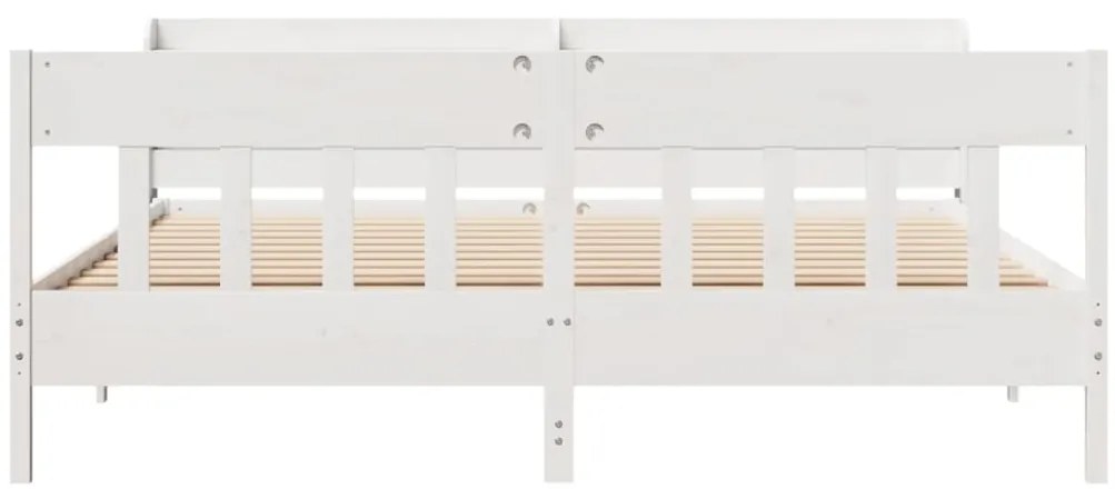 Cama sem colchão 200x200 cm madeira de pinho maciça branco