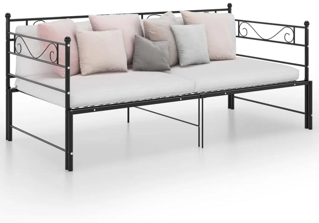 324770 vidaXL Estrutura sofá-cama de puxar 90x200 cm metal preto