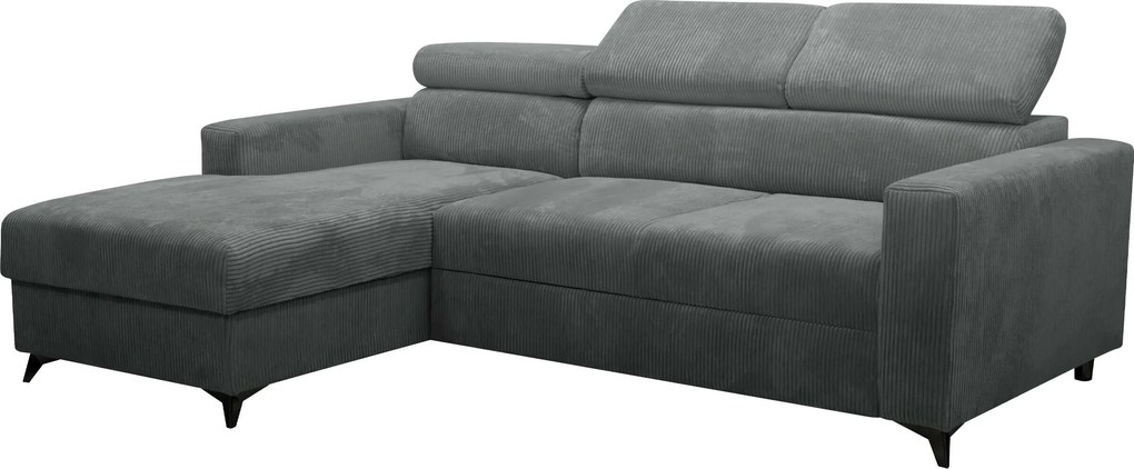 Sofá de canto Columbus 191, Cama com arrumação, 236x172x82cm, 134 kg, Pernas: Metal, Plástico