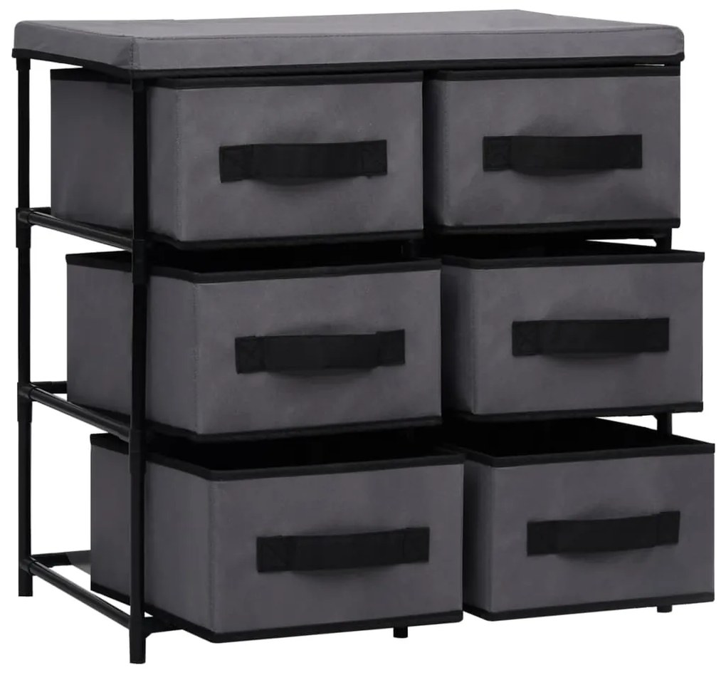 Armário de arrumação com 6 gavetas 55x29x55 cm aço cinzento