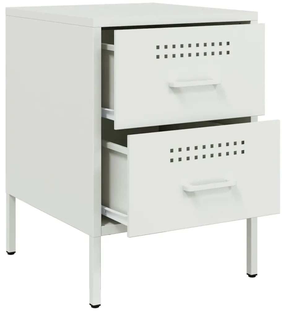 Mesas de cabeceira 2 pcs 36x39x50,5 cm aço branco