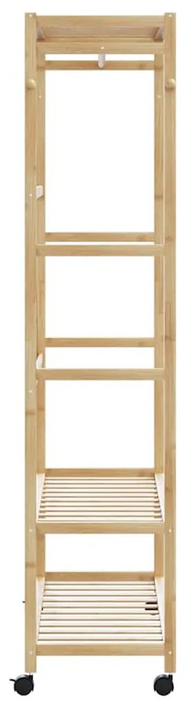 Cabide com prateleiras e rodas 110x40x180 cm bambu