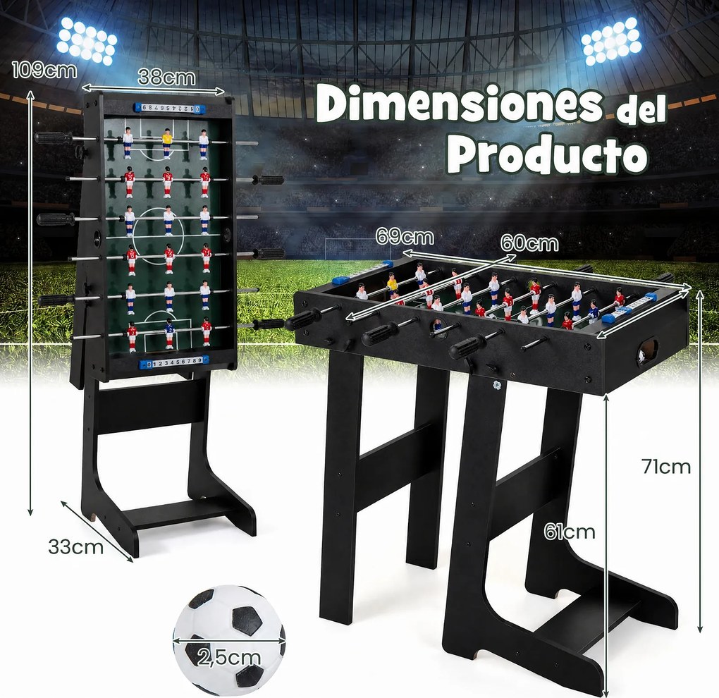 Mesa de Matraquilhos Dobrável, 69 x 36 x 71 cm, Design Compacto, Preto