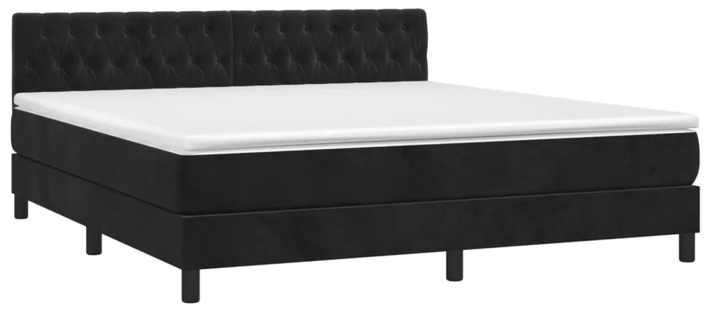 Cama box spring c/ colchão/LED 160x200 cm veludo preto