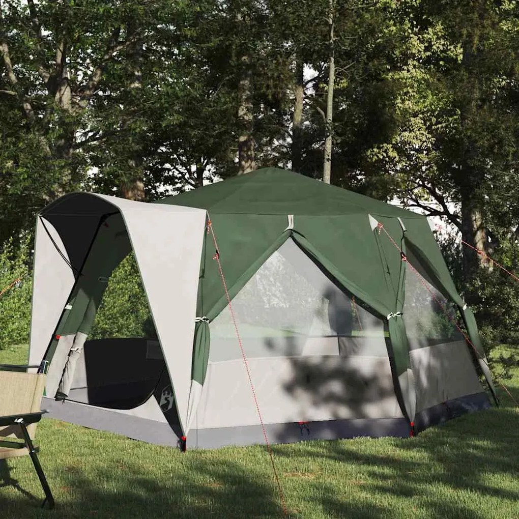 vidaXL Barraca Cabana com telhado Verde e Branco 333 x 317 x 194 cm