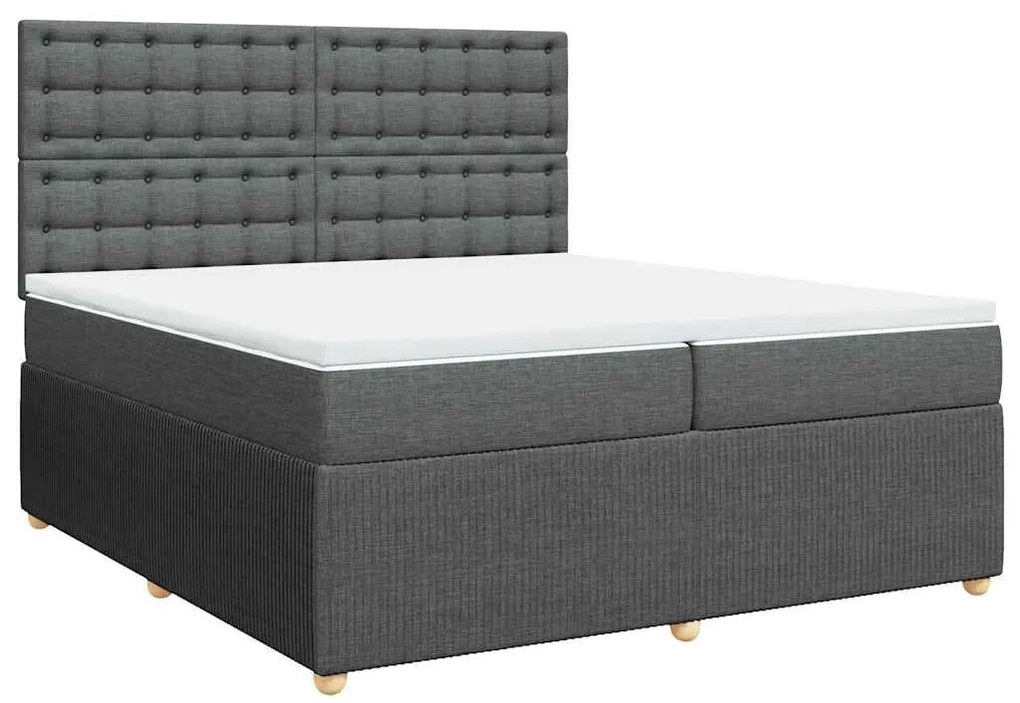 Cama com molas/colchão 200x200 cm tecido cinzento-escuro