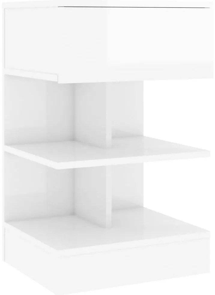 Mesas de cabeceira 2 pcs 40x35x65 cm branco brilhante