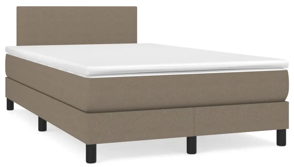 vidaXL Cama box spring colchão/LED 120x190cm tecido cinza-acastanhado