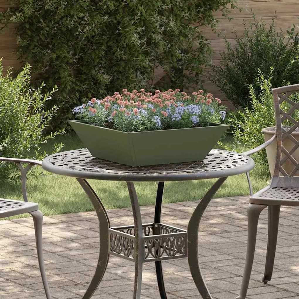 Tigela de Jardim Verde-Azeitona 50x50x15 cm em Aço