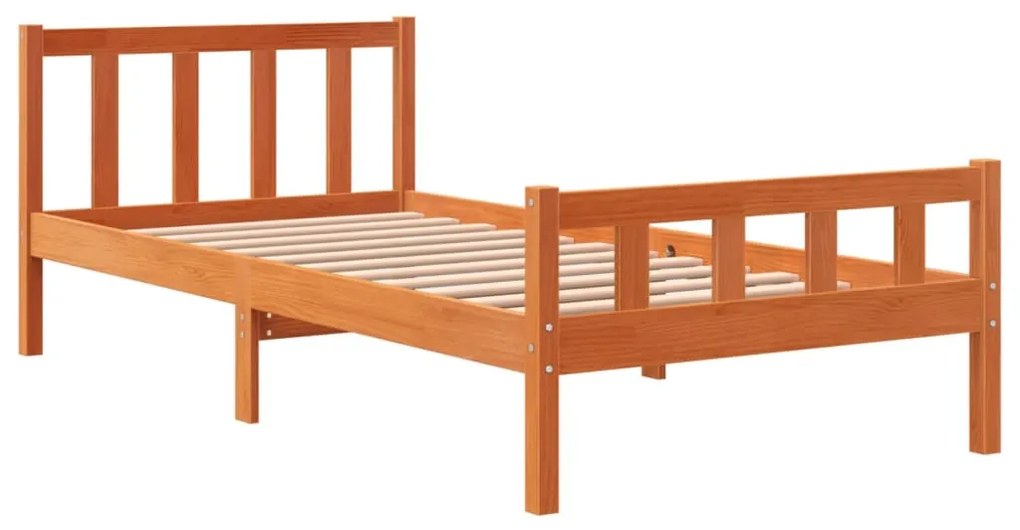 Cama sem colchão 75x190 cm madeira de pinho maciça castanho-mel
